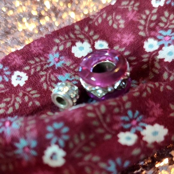 One Round Purple Resin Bead and One Small Round Silver Crystal Spacer! - Picture 7 of 10
